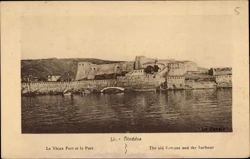Ak Ténédos Canakkale Chanak Dardanellen, Burg mit Hafen