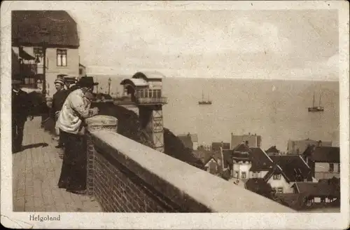 Ak Nordseeinsel Helgoland, Aussicht, Aufzug