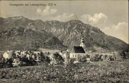 Ak Großgmain in Salzburg, Panorama, Kirche