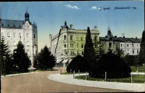 Ak Zagreb Kroatien, Akademischer Platz