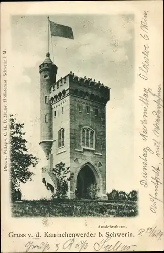 Ak Schwerin in Mecklenburg, Kaninchenwerder, Aussichtsturm