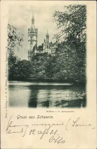 Ak Schwerin in Mecklenburg, Schloss von der Annastraße