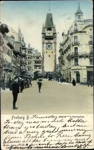Ak Freiburg im Breisgau, Martinstor, Straße