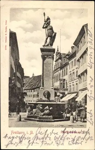 Ak Freiburg im Breisgau, Monument, Statue, Brunnen