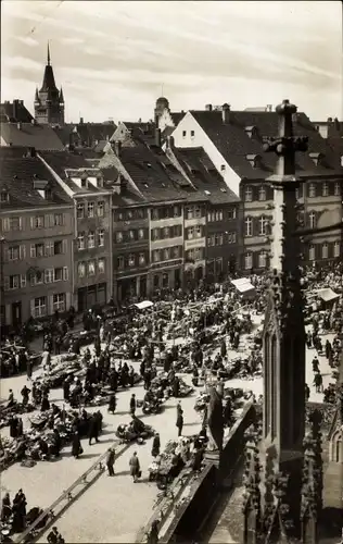 Ak Freiburg im Breisgau, Münsterplatz, Markt