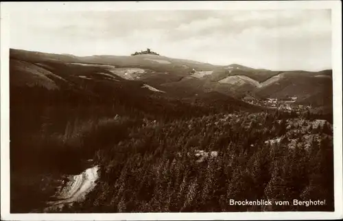 Ak Schierke Wernigerode am Harz, Brockenblick vom Berghotel