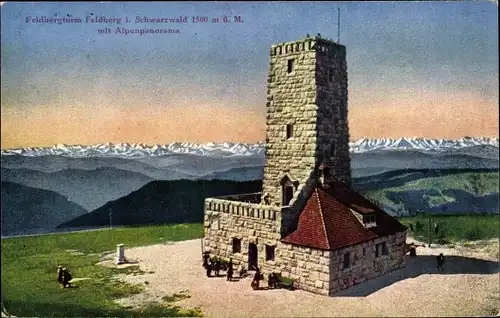 Ak Feldberg im Schwarzwald, Feldbergturm, Alpenpanorama