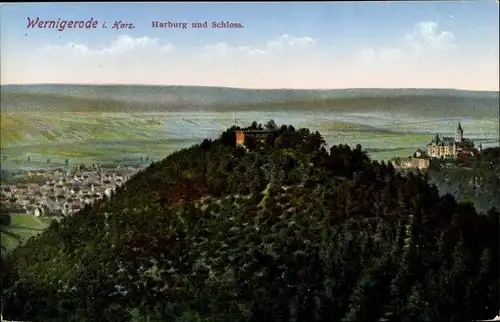 Ak Wernigerode am Harz, Harburg, Schloss, Panorama