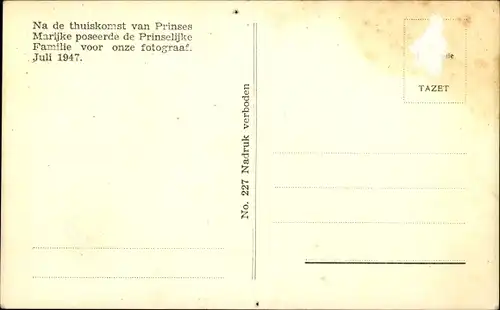 Ak Prinzessin Juliana der Niederlande, Prinz Bernhard, Prinzessin Beatrix, Irene, Margriet, Marijke