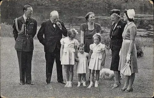Ak Prinzessin Juliana der Niederlande, Prinz Bernhard, Prinzessinnen, Churchill mit Frau, Soestdijk