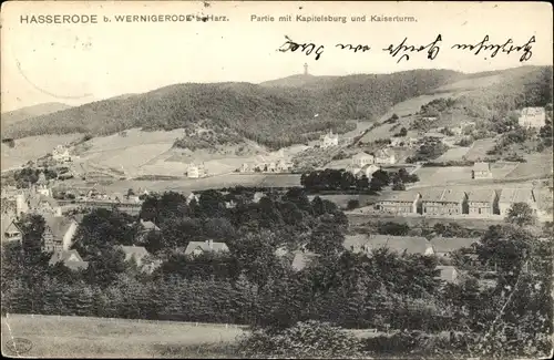 Ak Hasserode Wernigerode im Harz, Kapitelsburg, Kaiserturm