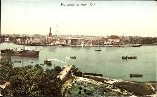 Ak Kiel, Panorama, Dampfer