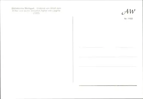 Ak Stuttgart in Württemberg, Stiftskirche, Grabmal Ulrich der Stifter und Agnes von Liegnitz