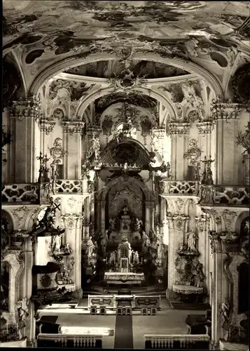 Ak Birnau Uhldingen Mühlhofen am Bodensee, Klosterkirche, Innenansicht
