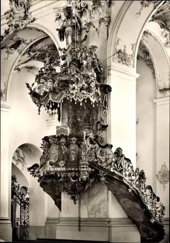 Ak Amorbach im Odenwald Unterfranken, Kirche der ehemaligen Benediktinerabtei, Kanzel