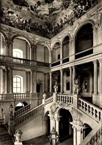 Ak Pommersfelden in Oberfranken, Schloss Weißenstein, Treppenhaus