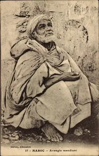 Ak Blinder Araber, Portrait, Maghreb