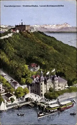 Ak Berg am Starnberger See in Oberbayern, Hotel Leoni, Rottmannshöhe, Seilbahn, Zugspitze