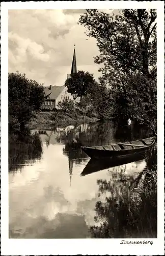 Ak Dannenberg an der Elbe, Teilansicht, Boot