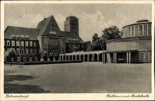 Ak Delmenhorst in Oldenburg, Rathaus, Markthalle