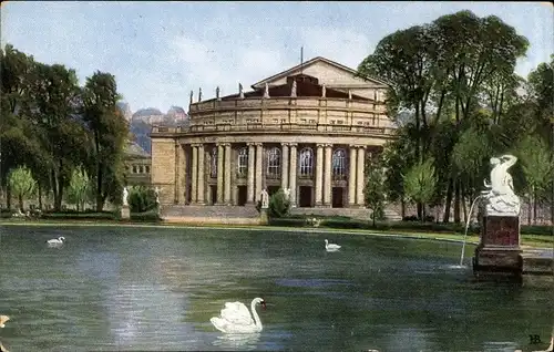 Ak Stuttgart in Württemberg, Landestheater, Schwäne