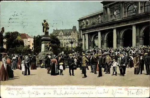 Ak Hannover in Niedersachsen, Promenadenkonzert vor dem Kgl. Schauspielhaus, Denkmal