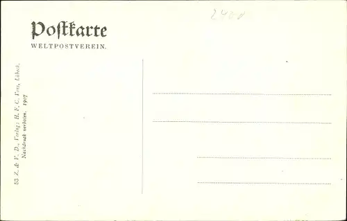 Ak Hansestadt Lübeck, Rathaustreppe