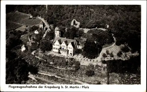 Ak Sankt Martin in der Pfalz, Kropsburg, Flugzeugaufnahme