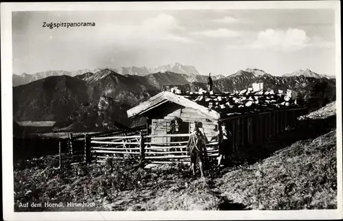 Ak Bad Kohlgrub in Oberbayern, Hörndle, Hörndl, Hörnle, Hirtenhütte, Panorama, Zugspitze