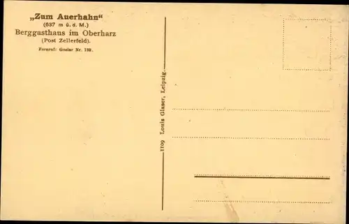 Ak Clausthal Zellerfeld Oberharz, Berggasthaus zum Auerhahn