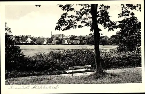 Ak Bredstedt in Holstein Nordfriesland, Teilansicht, Mühlenteich, Bank