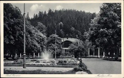 Ak Duszniki Zdrój Bad Reinerz Schlesien, Musikpavillon, Springbrunnen