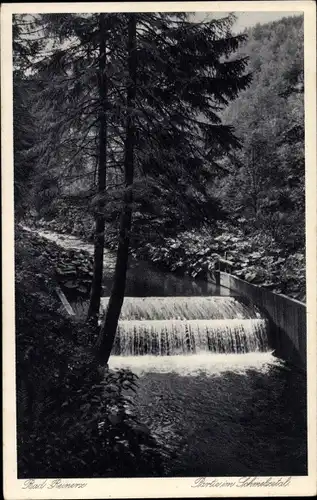 Ak Duszniki Zdrój Bad Reinerz Schlesien, Partie im Schmelzetal, Wasserfall