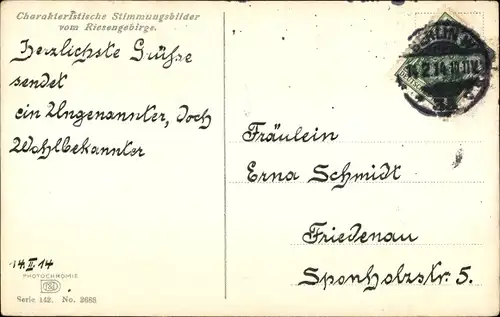 Ak Riesengebirge Schlesien, Nenke und Ostermaier Serie 142 Nr. 2688, Bach