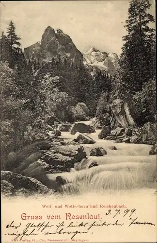 Ak Rosenlaui Schattenalb Kanton Bern, Wellhorn, Wetterhorn, Reichenbach