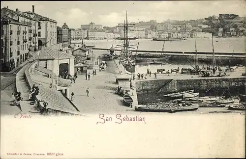 Ak Donostia San Sebastian Baskenland, Hafenbild