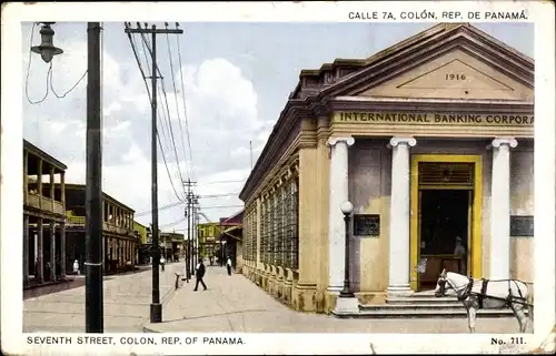 Ak Panama Stadt, Seventh Street, Colon, International Banking Corporation, Pferd