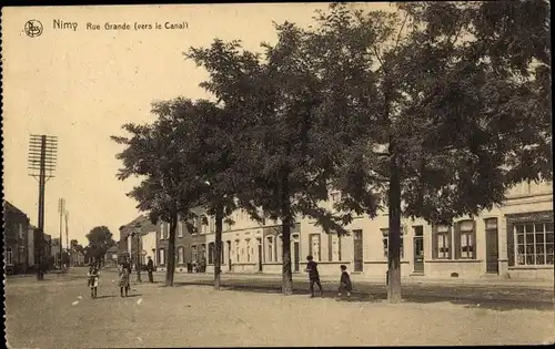 Ak Nimy Hennegau Wallonien, Rue Grande, vers le Canal