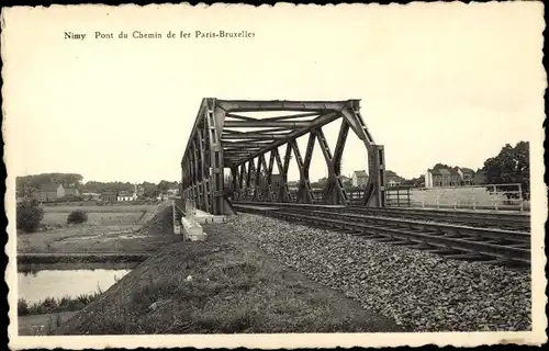 Ak Nimy Hennegau Wallonien, Pont du Chemin de fer Paris-Bruxelles