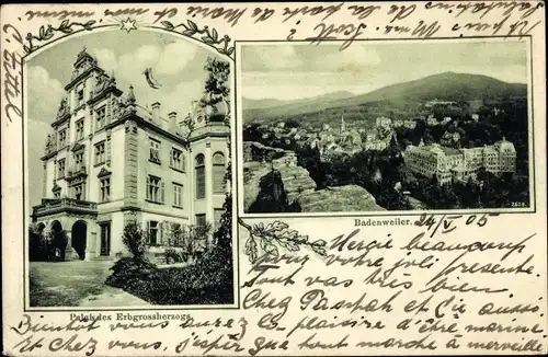 Ak Badenweiler im Schwarzwald, Panorama, Palais des Erbgroßherzogs