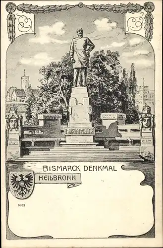 Ak Heilbronn am Neckar, Bismarckdenkmal, Wappen