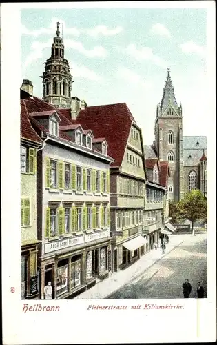 Ak Heilbronn am Neckar, Fleinerstraße mit Kilianskirche
