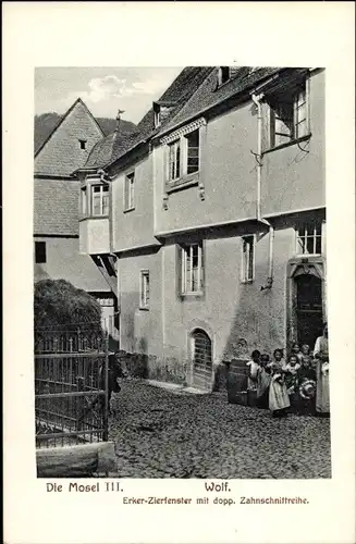 Ak Wolf Traben Trarbach an der Mosel, Erker Zierfenster mit Dopp. Zahnschnittreihe