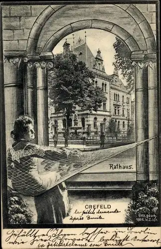 Ak Krefeld am Niederrhein, Rathaus