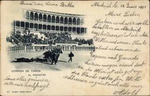Ak Stierkampf, El Arrastre, Stierkampf, Stierkämpfer
