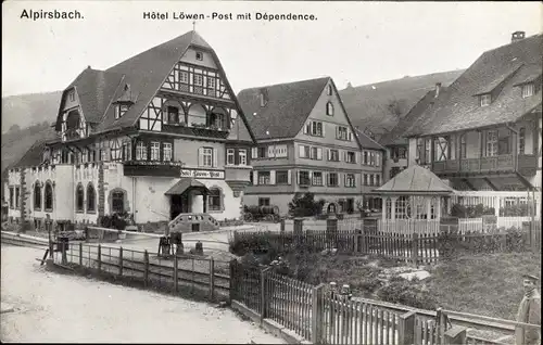 Ak Alpirsbach im Schwarzwald, Hotel Löwen, Post mit Dépendence