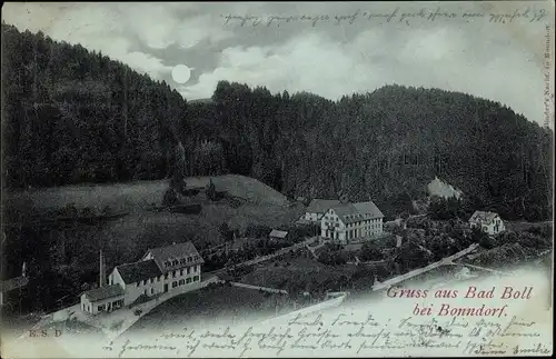 Mondschein Ak Bad Boll bei Bonndorf in Württemberg, Teilansicht, Häuser, Nacht