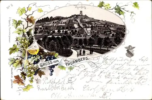 Passepartout Litho Durlach Karlsruhe in Baden, Turmberg, Wein