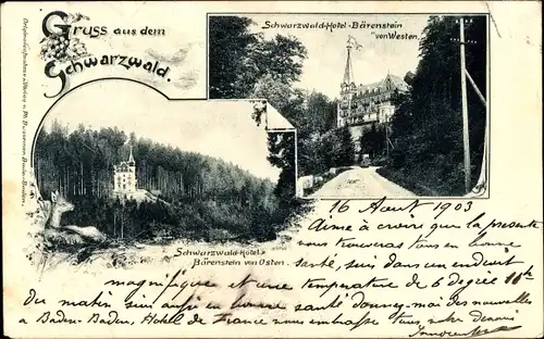 Ak Bärenstein im Erzgebirge, Schwarzwald Hotel Bärenstein von Osten