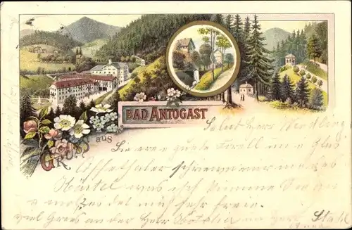 Litho Bad Antogast Oppenau im Schwarzwald, Teilansicht